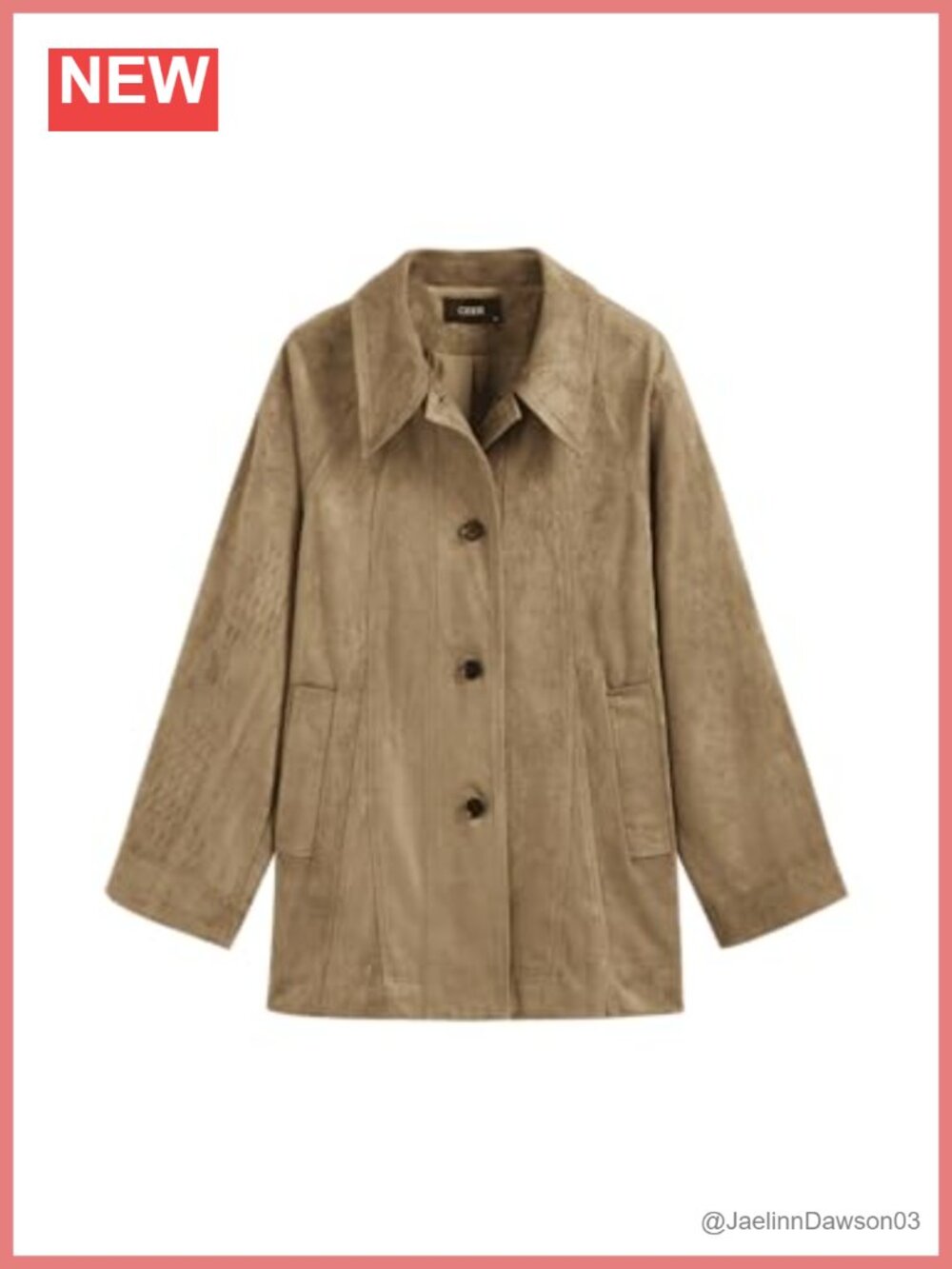 Suede Collar Solid Pocket Jacket Oversized Long Sleeve Casual Outerwear